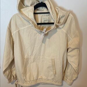 American Eagle Outfitters Cream Hooded Jean Jacket
